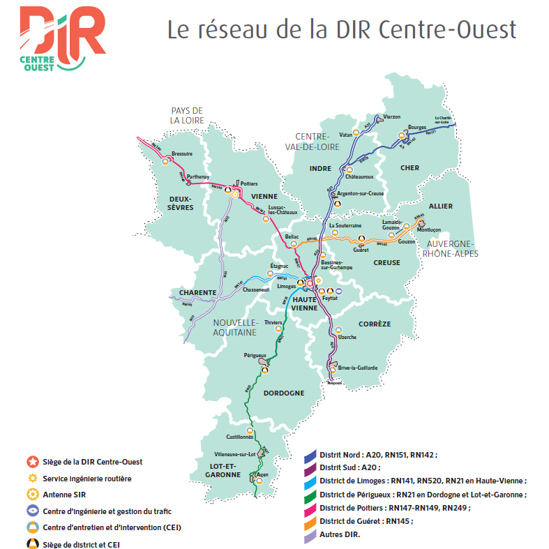 Réseau géré par la DIR Centre-Ouest